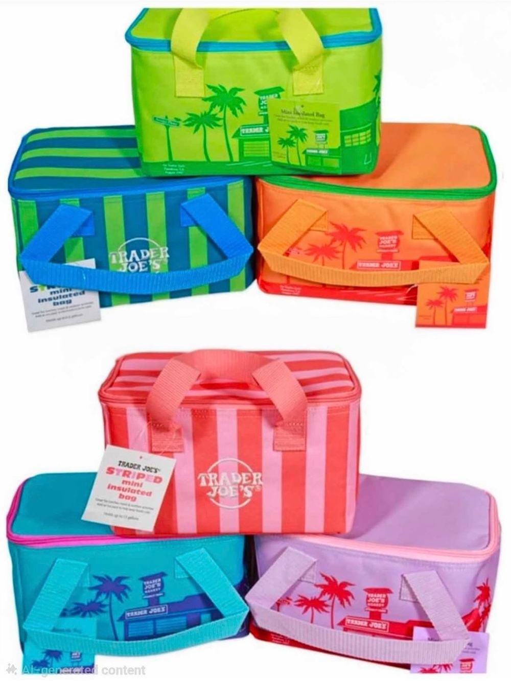 Trader Joe's Striped Insulated Lunch Bag - Pink